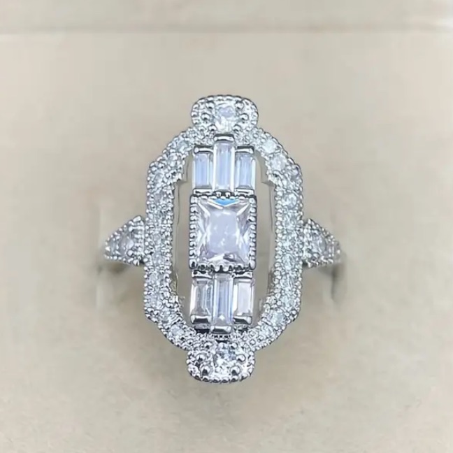 Neiman Marcus Silver And White Gemstone Ring